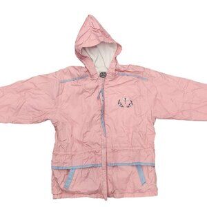 R&R vintage 90s Pink‎ Jacket lined Anorak Hooded Girls 12 Embroidered Dragonfly